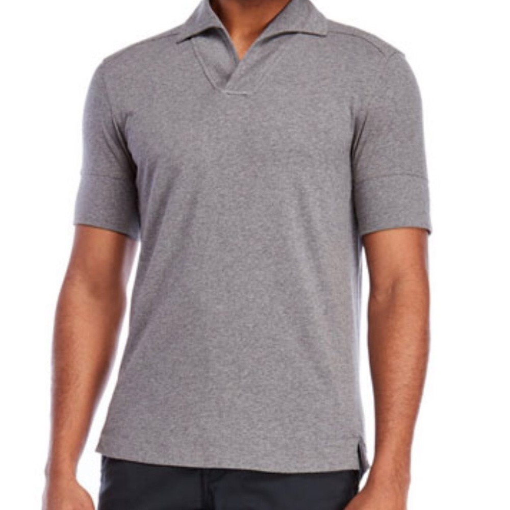 Kit and Ace grey short sleeve v neck polo.